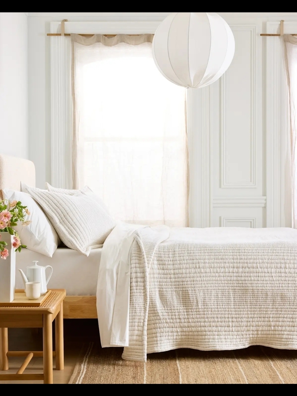 Quince Organic Cotton Coverlet Channel Stitch Set - Queen/Full - Undyed - Picture 2 of 4
